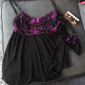 Black and Purple Intimate with String Thong